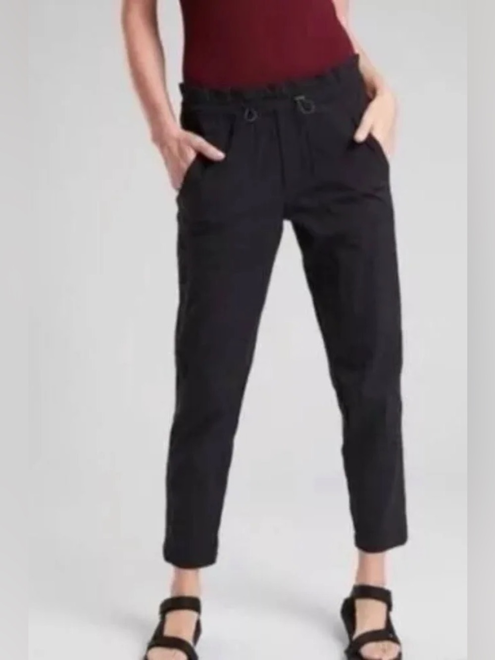 Athleta Trekkie Paper Bag Ripstop Pants Hiking Nylon Women’s Size 6 Petite Black